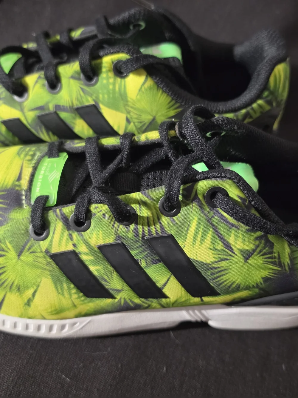 adidas Neon Green Palm Print Athletic Sneakers